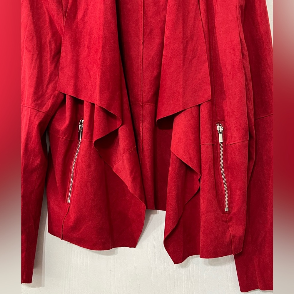 Bagatelle Collection Draped Faux Suede Red Jacket Size Large - Picture 2 of 9